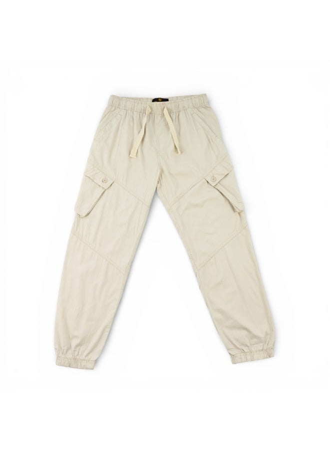 MARWAN Boys Canvas Cargo Jogger Pants with Elastic Waist and Drawstring - Image 1